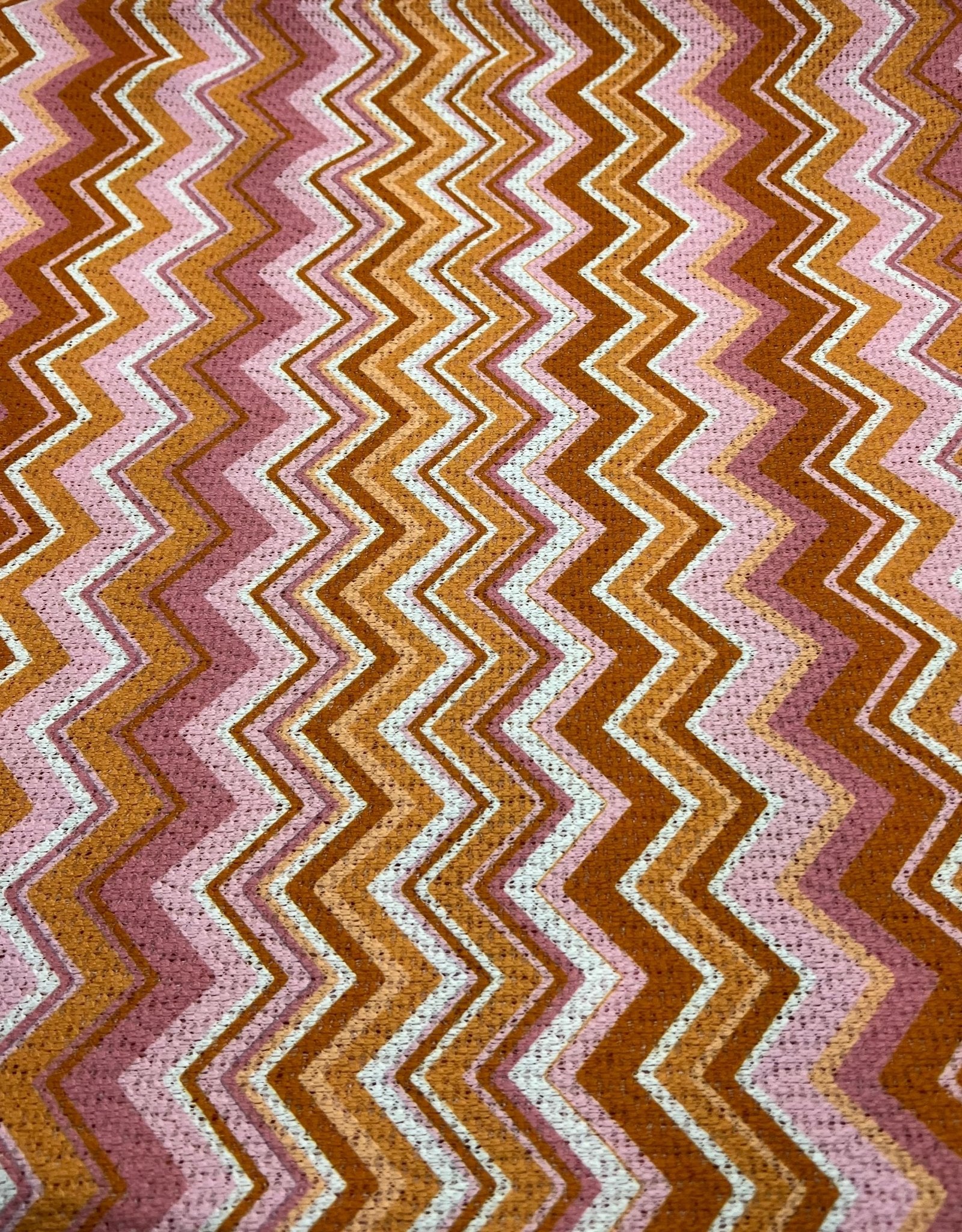 Pink Orange Zigzag Knitted 4 Way Stretch Fabric - T9 Fabrics